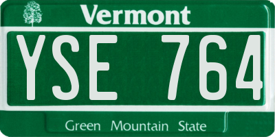 VT license plate YSE764