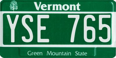 VT license plate YSE765