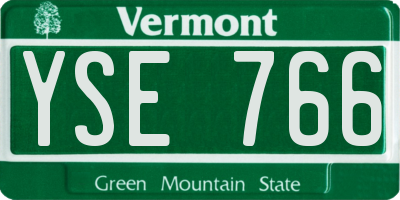 VT license plate YSE766