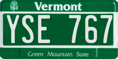 VT license plate YSE767