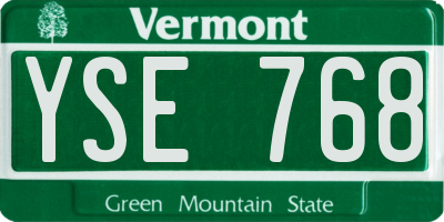 VT license plate YSE768