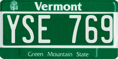 VT license plate YSE769