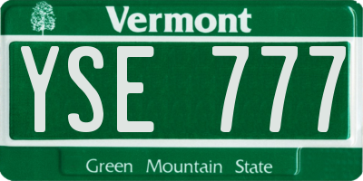 VT license plate YSE777