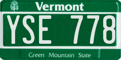 VT license plate YSE778