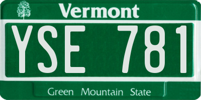 VT license plate YSE781