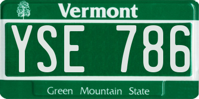 VT license plate YSE786