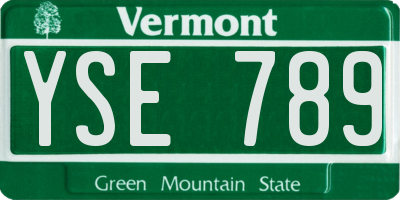 VT license plate YSE789