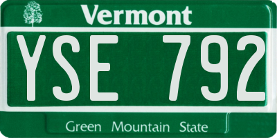 VT license plate YSE792