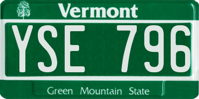 VT license plate YSE796