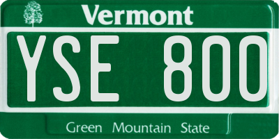 VT license plate YSE800