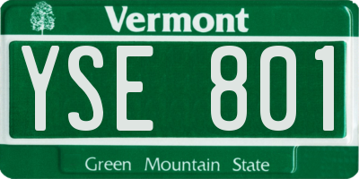 VT license plate YSE801