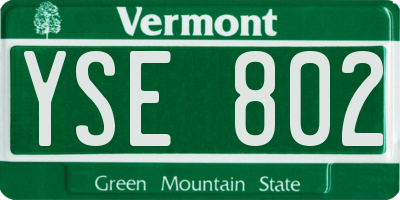 VT license plate YSE802