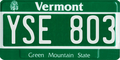 VT license plate YSE803
