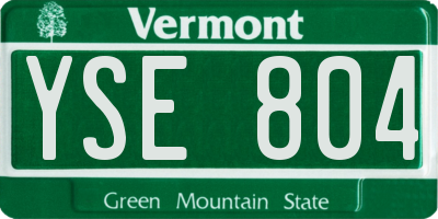 VT license plate YSE804
