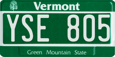 VT license plate YSE805