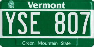 VT license plate YSE807