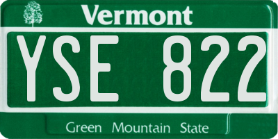 VT license plate YSE822
