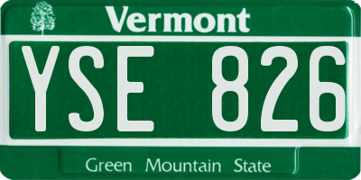VT license plate YSE826