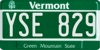 VT license plate YSE829