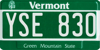 VT license plate YSE830