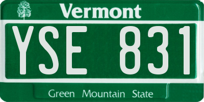 VT license plate YSE831