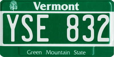 VT license plate YSE832