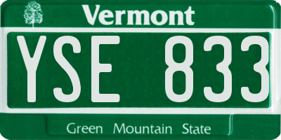 VT license plate YSE833