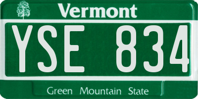 VT license plate YSE834