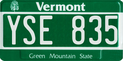 VT license plate YSE835