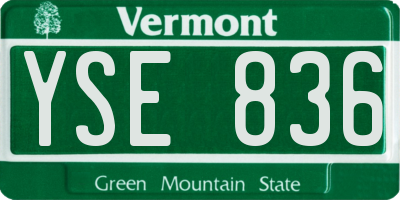 VT license plate YSE836