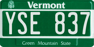 VT license plate YSE837