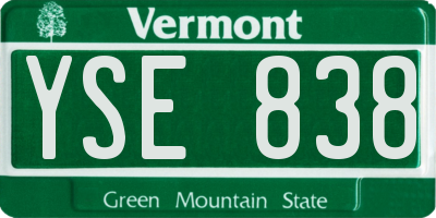 VT license plate YSE838