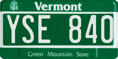 VT license plate YSE840