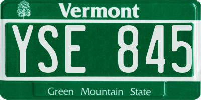 VT license plate YSE845