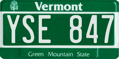 VT license plate YSE847