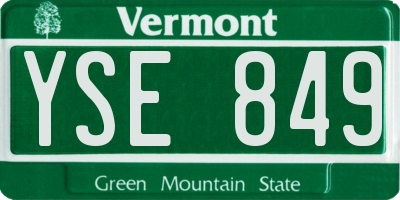 VT license plate YSE849