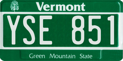 VT license plate YSE851