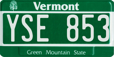 VT license plate YSE853