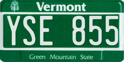 VT license plate YSE855