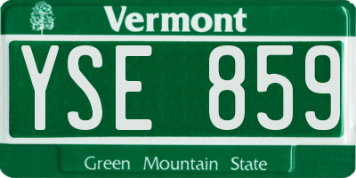 VT license plate YSE859