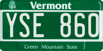 VT license plate YSE860
