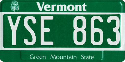 VT license plate YSE863