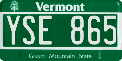VT license plate YSE865