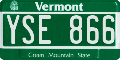 VT license plate YSE866