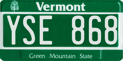 VT license plate YSE868