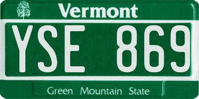 VT license plate YSE869
