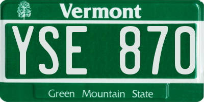 VT license plate YSE870