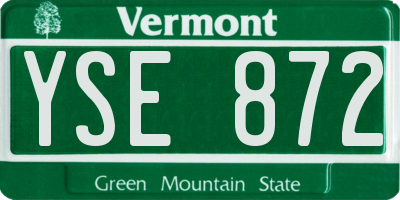VT license plate YSE872