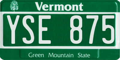 VT license plate YSE875