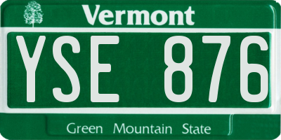 VT license plate YSE876